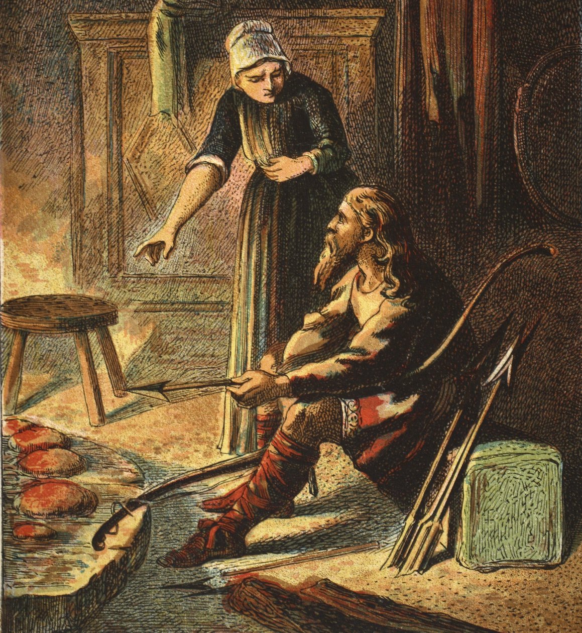 Le Roi Alfred et les Gâteaux, pub. 1890 - English School