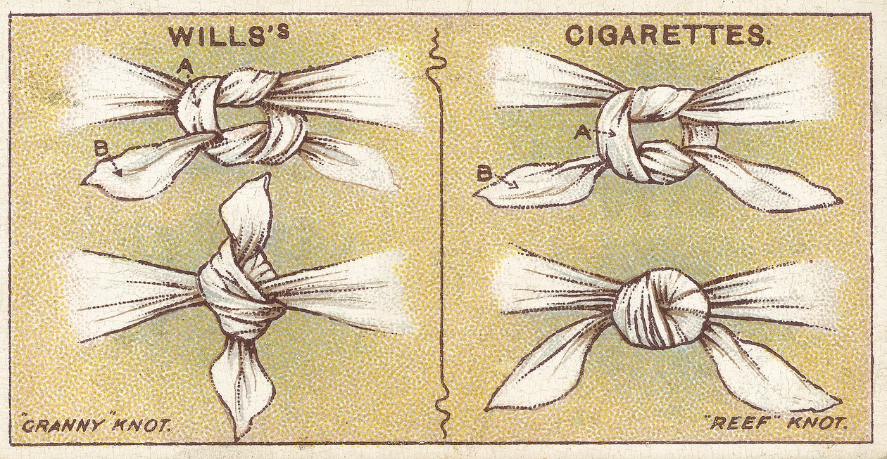 Nœuds, no.6 de la série Premiers Secours des cartes de cigarettes Willss, 1913 - English School
