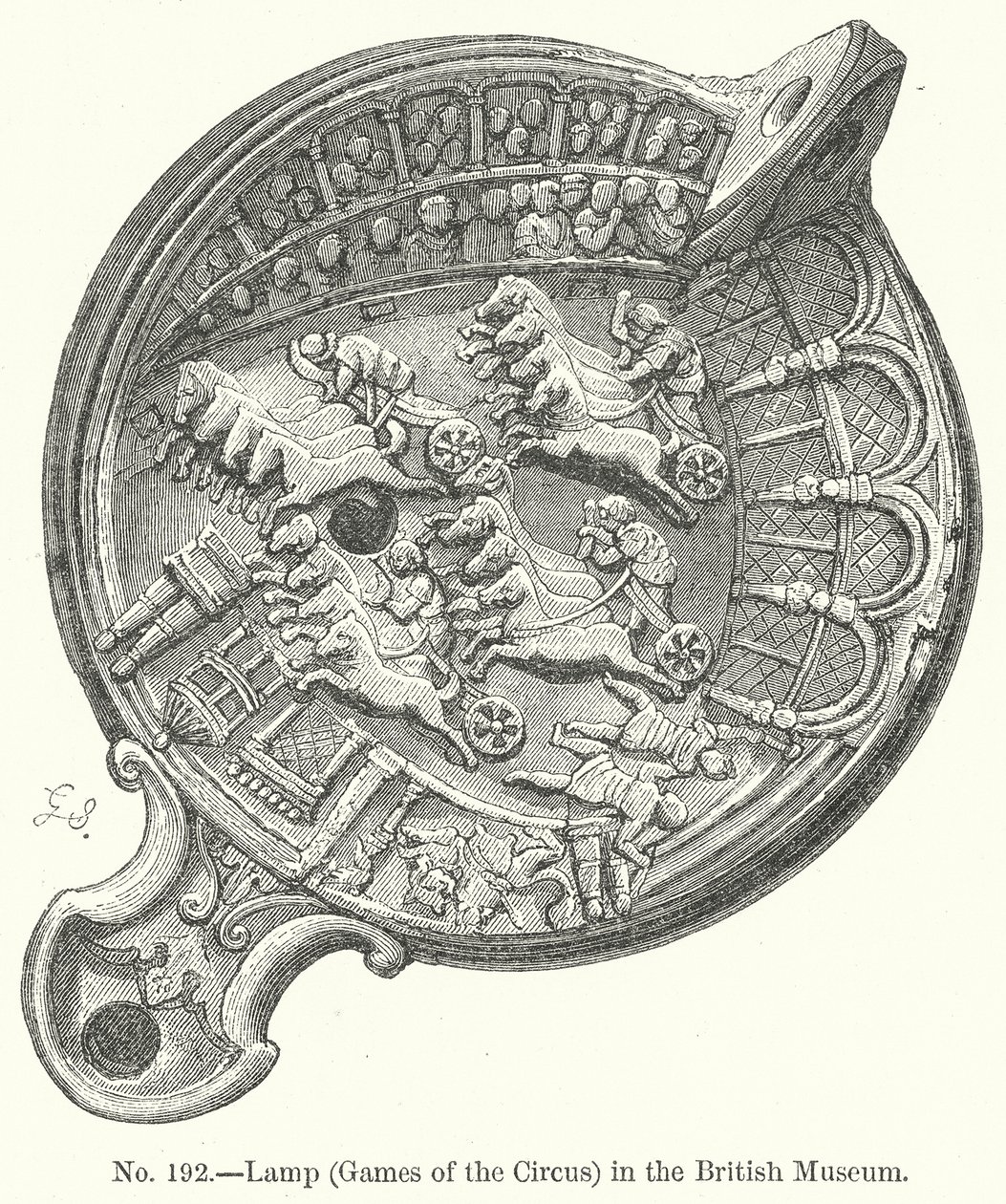 Lampe (Jeux du cirque) au British Museum (gravure) - English School