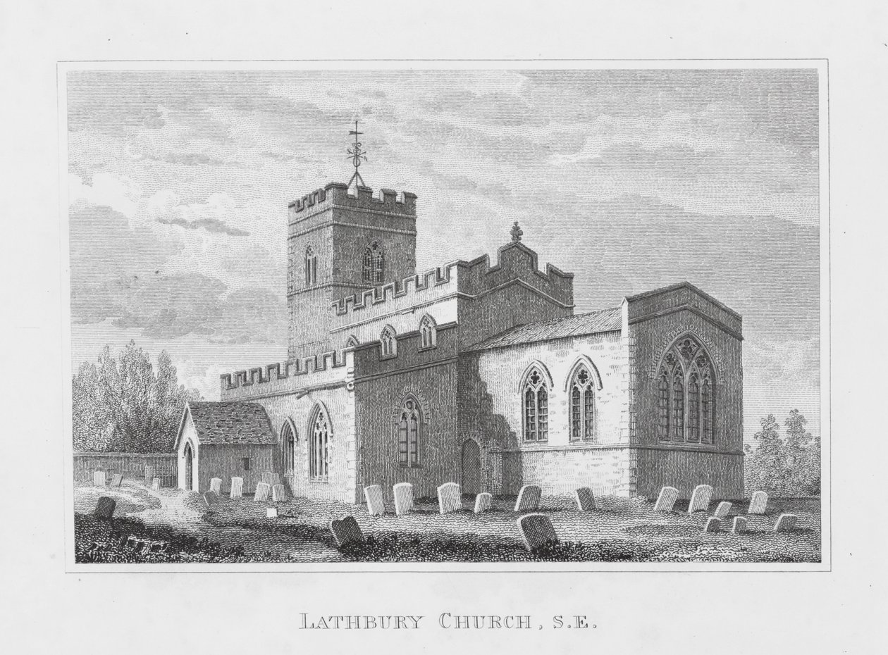 Église de Lathbury, sud-est (gravure) - English School