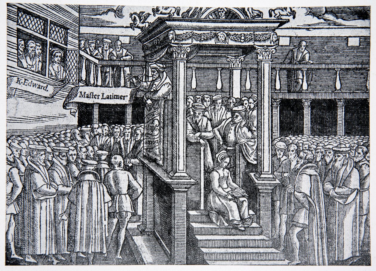 Latimer prêchant devant Édouard VI, illustration de The History of the Nation - English School
