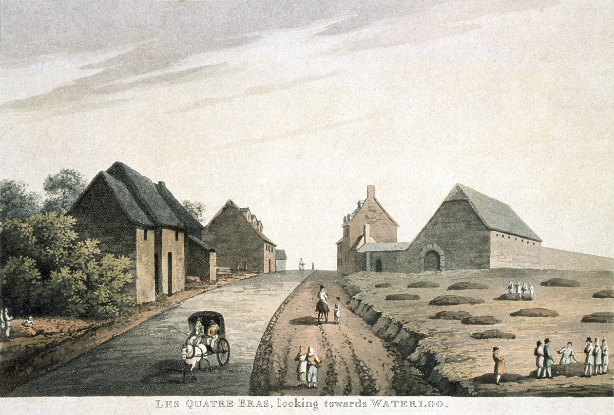 Les Quatre Bras, en direction de Waterloo, publié par R. Bowyer - English School