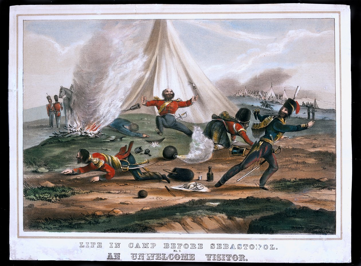 La vie en camp avant Sébastopol, n° 2 : Un visiteur indésirable, publié par Read and Company, 1854 - English School