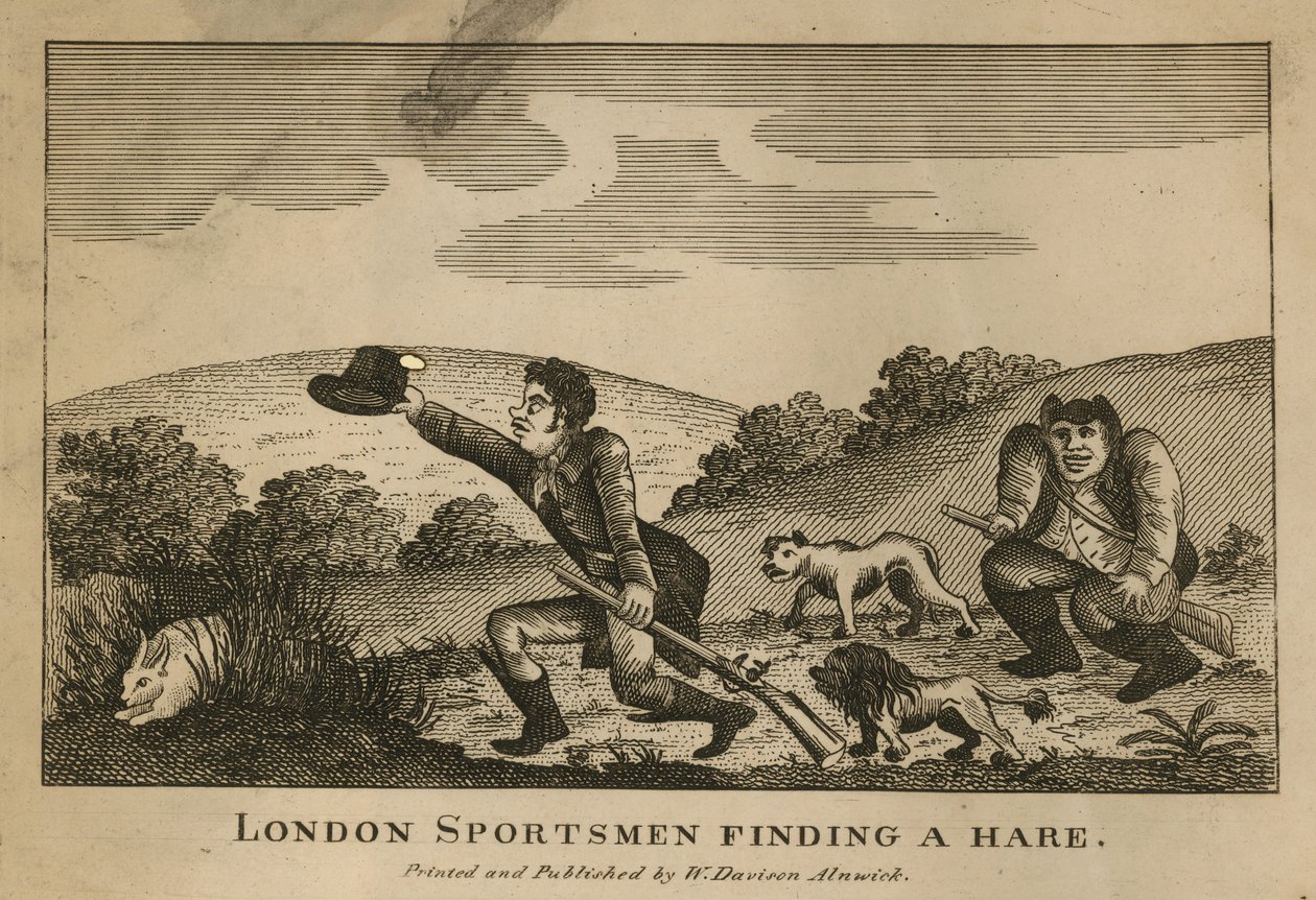 Sportifs londoniens trouvant un lièvre (gravure) - English School