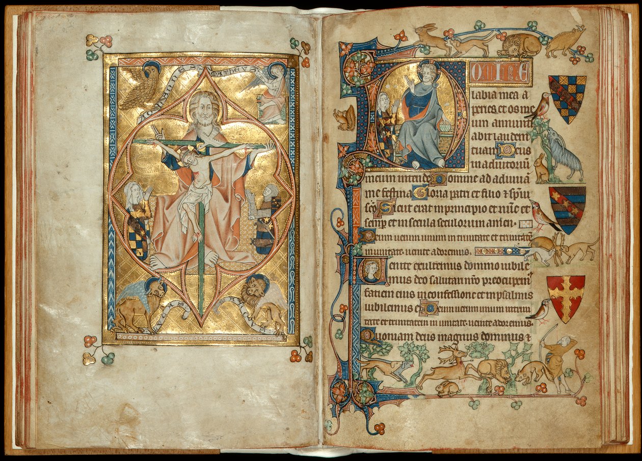 Le Trône de Miséricorde avec des patrons, Christ bénissant avec un patron, c.1314-30 - English School