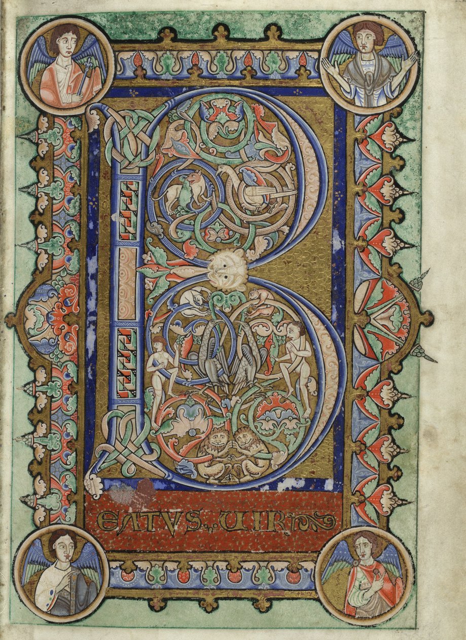 MS Hunter 229 f.22r du Psautier Hunterian, c.1170 - English School