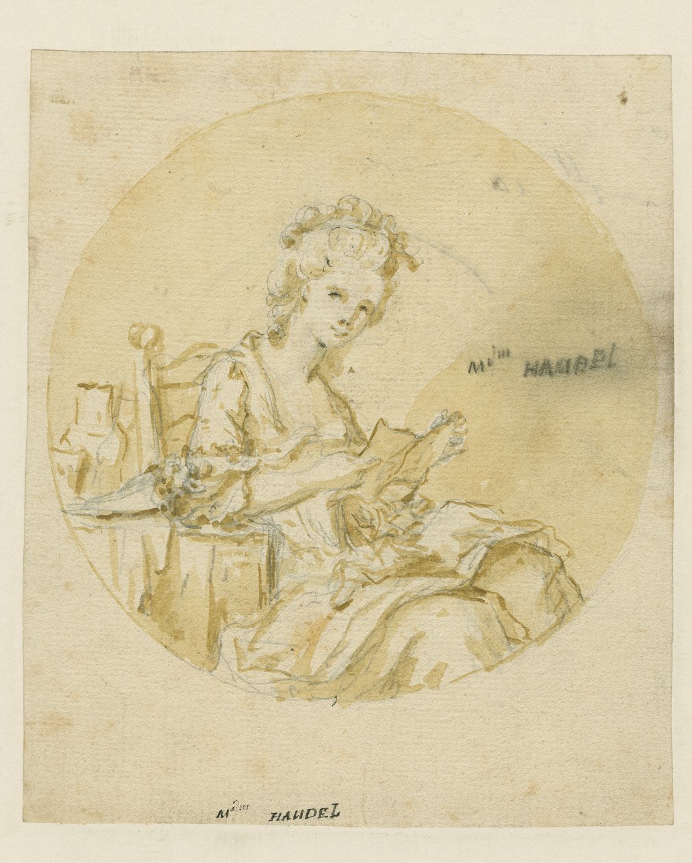 Madame Handel, milieu du XIXe siècle (encre et lavis sur papier) - English School
