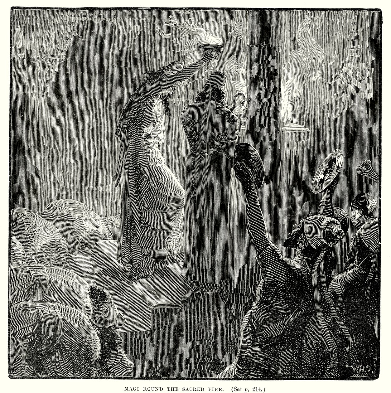 Mages autour du feu sacré (gravure) - English School