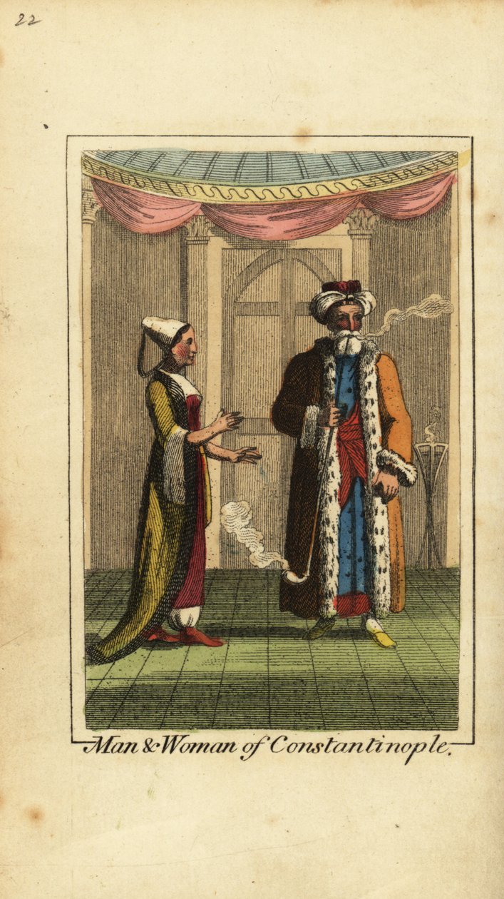 Homme et femme de Constantinople, Empire ottoman - English School