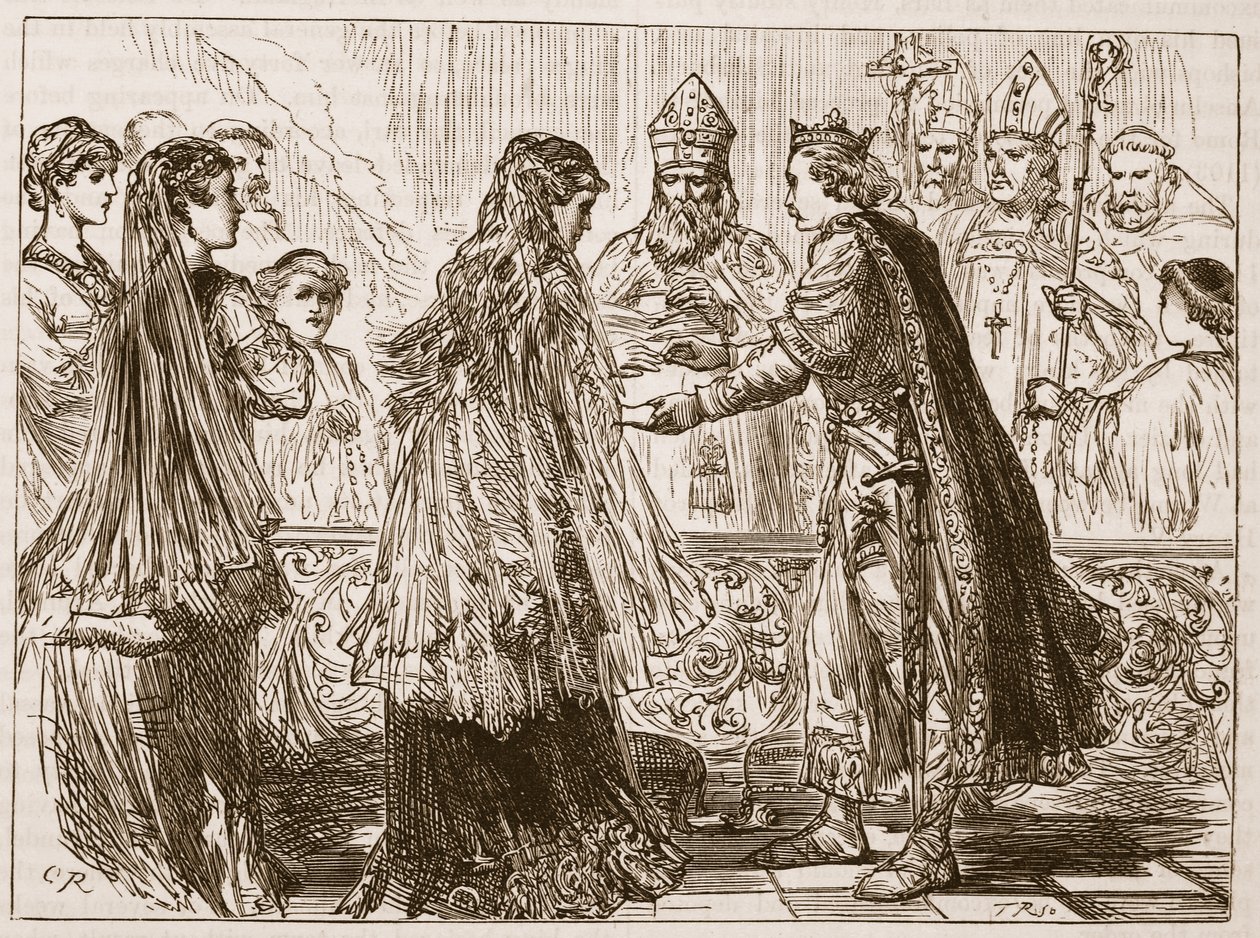 Mariage de Henri Ier et Mathilde, illustration de Cassells Illustrated History of England - English School