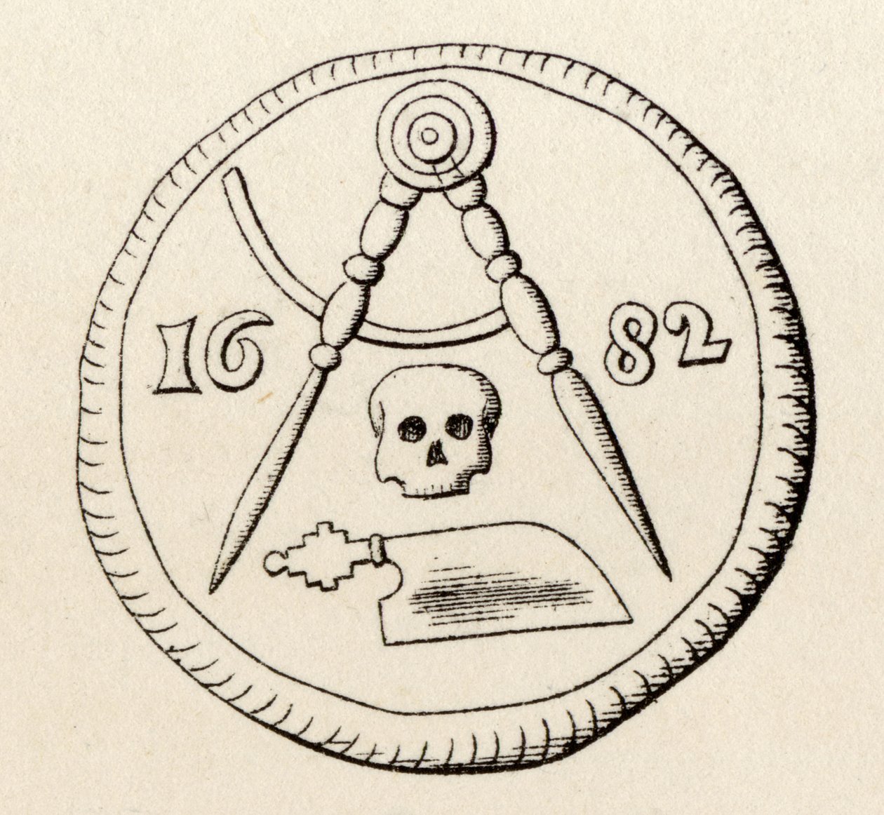 Sceau maçonnique des Charpentiers de Maestricht, daté de 1682, de 
