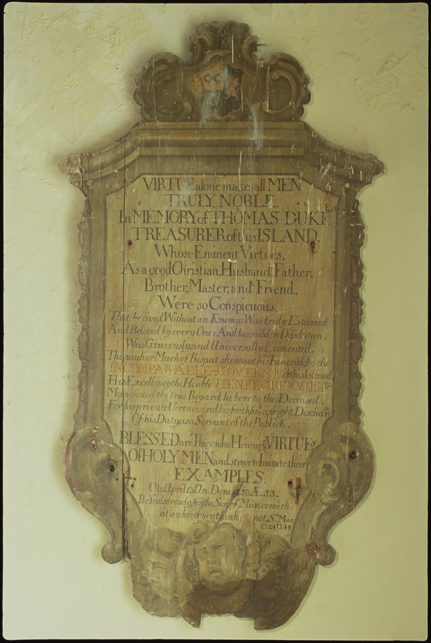 Mémorial à Thomas Duke, 1750 - English School