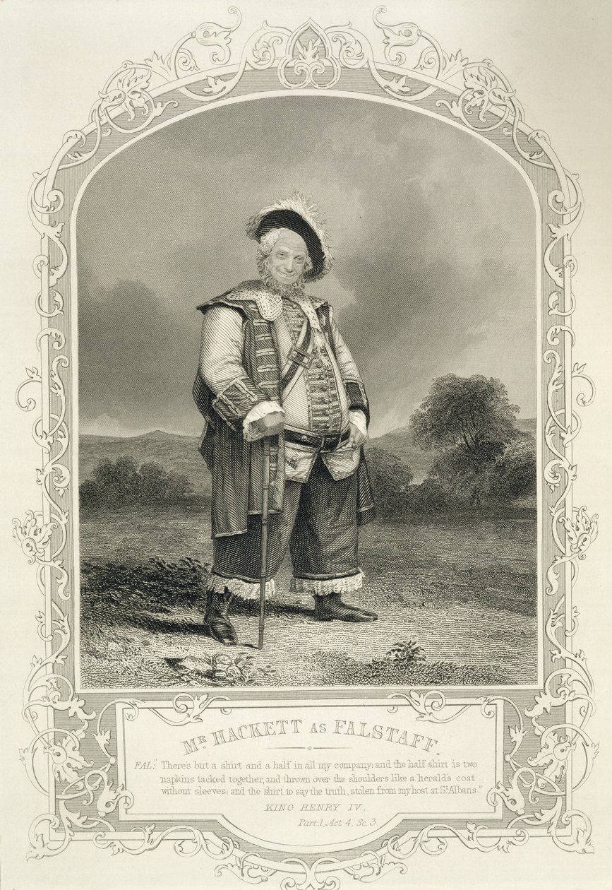 M. Hackett en Falstaff, dans Henry IV (Partie 1) Acte IV Scène 3, par William Shakespeare (1564-1616) - English School