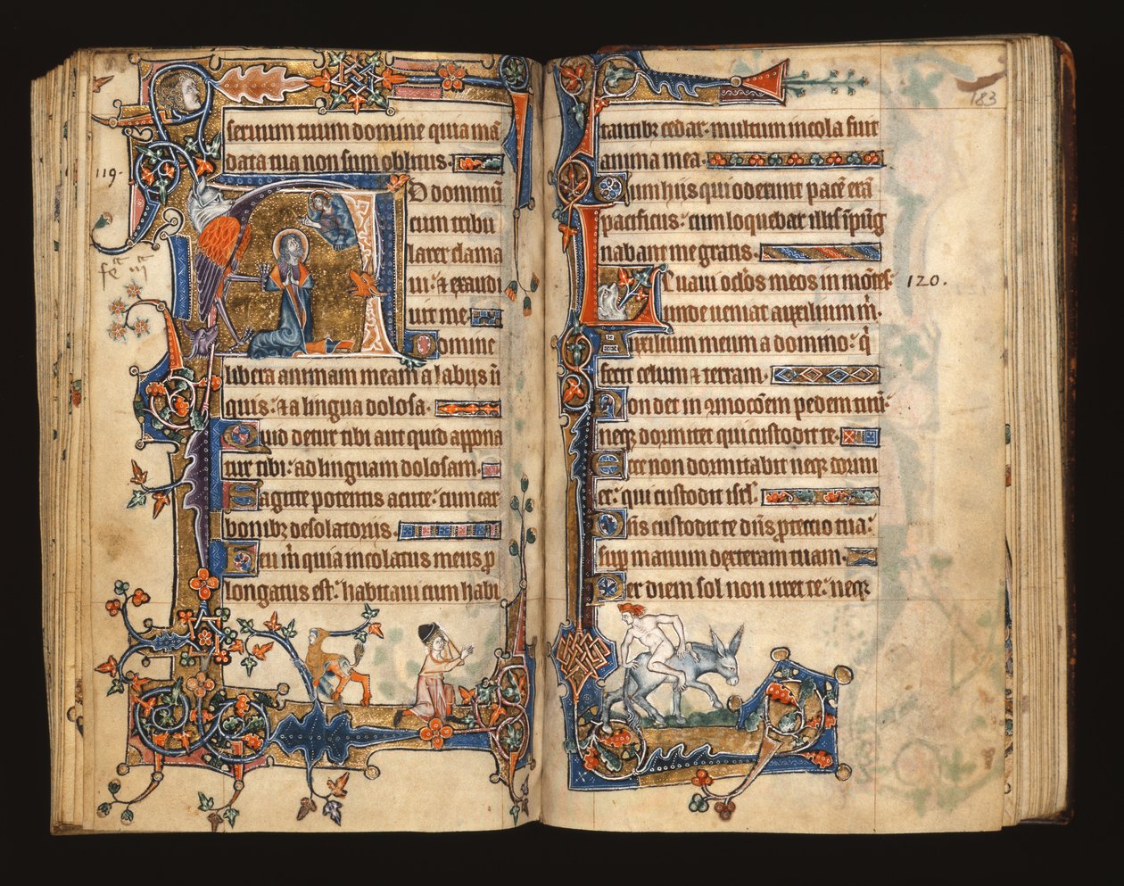 David priant, initiale historiée du Psautier de Macclesfield, Usage de Sarum, East Anglia, vers 1330 - English School