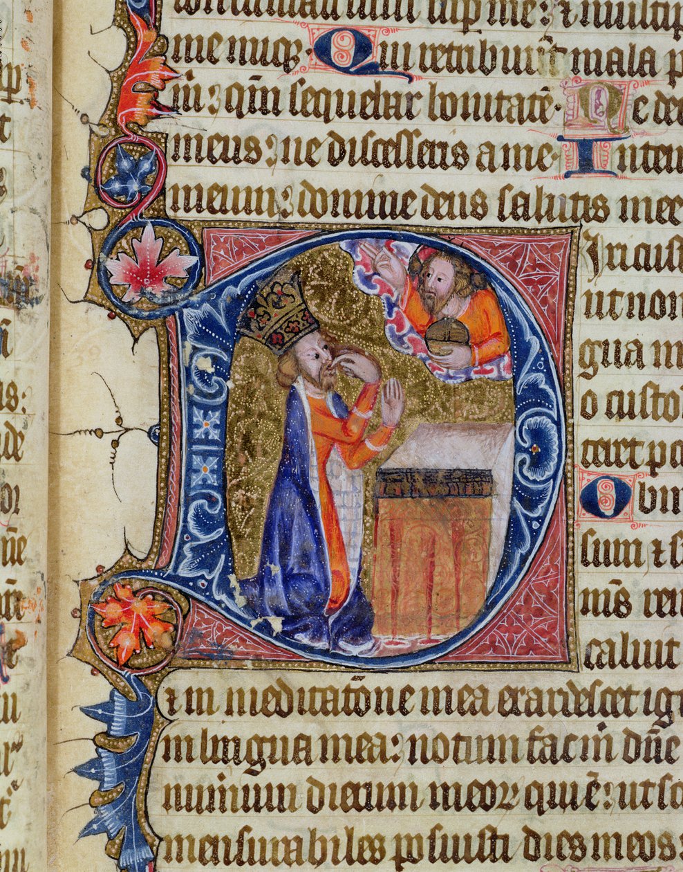 Ms 26 f.22r. Psaume 38, David pointant sa bouche, du Psautier de l