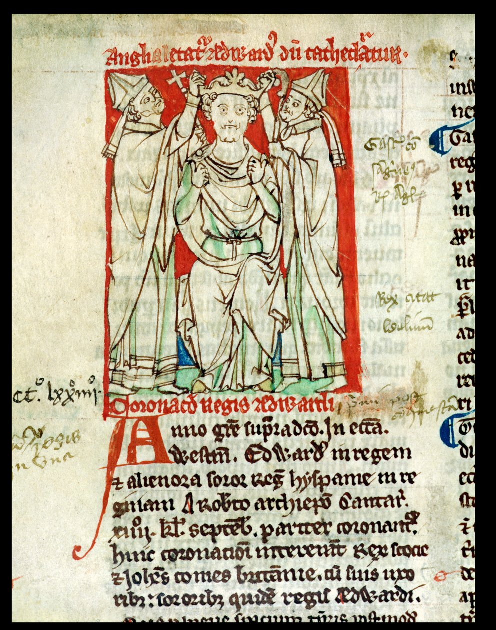 Ms 6712 (A.6.89) fol.247v Édouard Ier (1239-1307), miniature de Flores Historiarum, par Matthew Paris, 1250-52 - English School