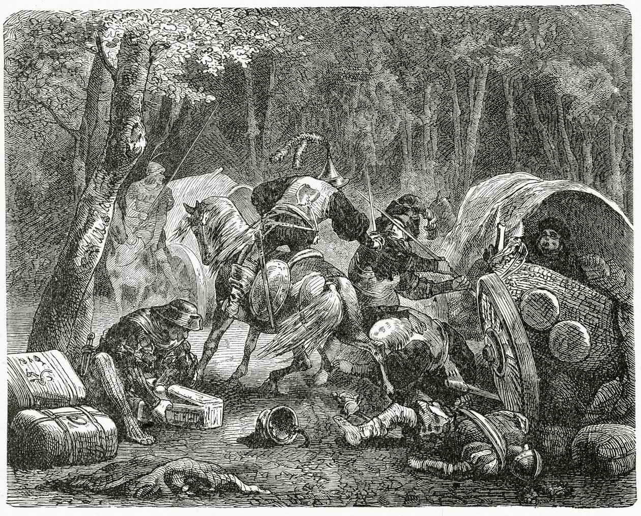 Nobles pillant des marchands itinérants, 1882 - English School