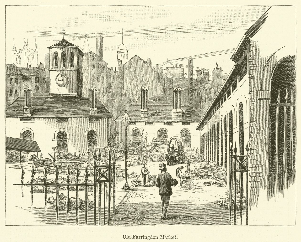 Old Farringdon Market (gravure) - English School