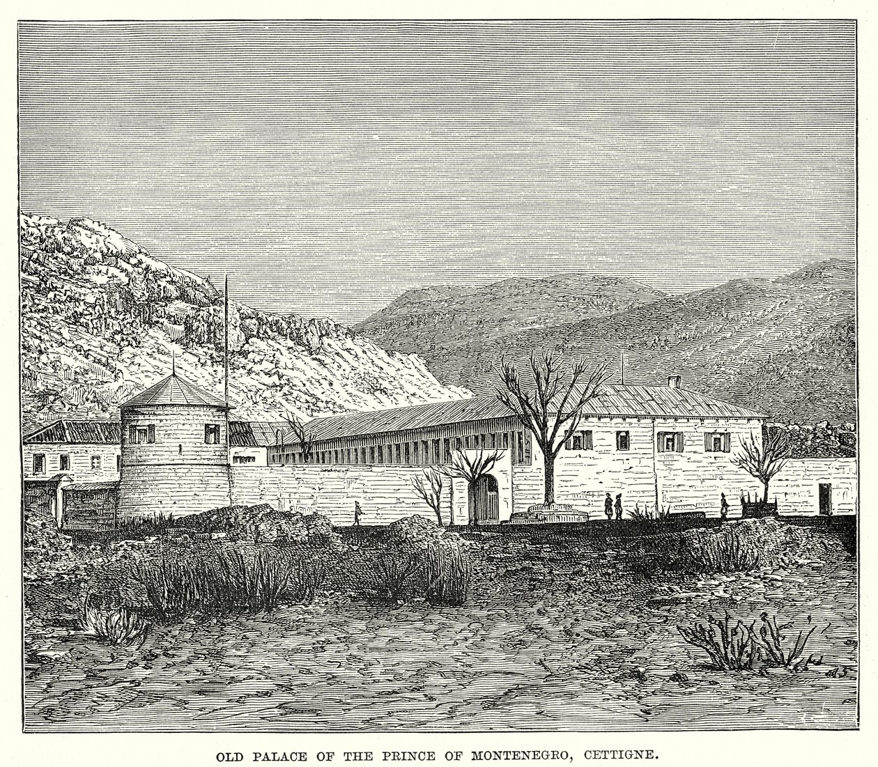 Ancien palais du prince de Monténégro, Cettigne (gravure) - English School