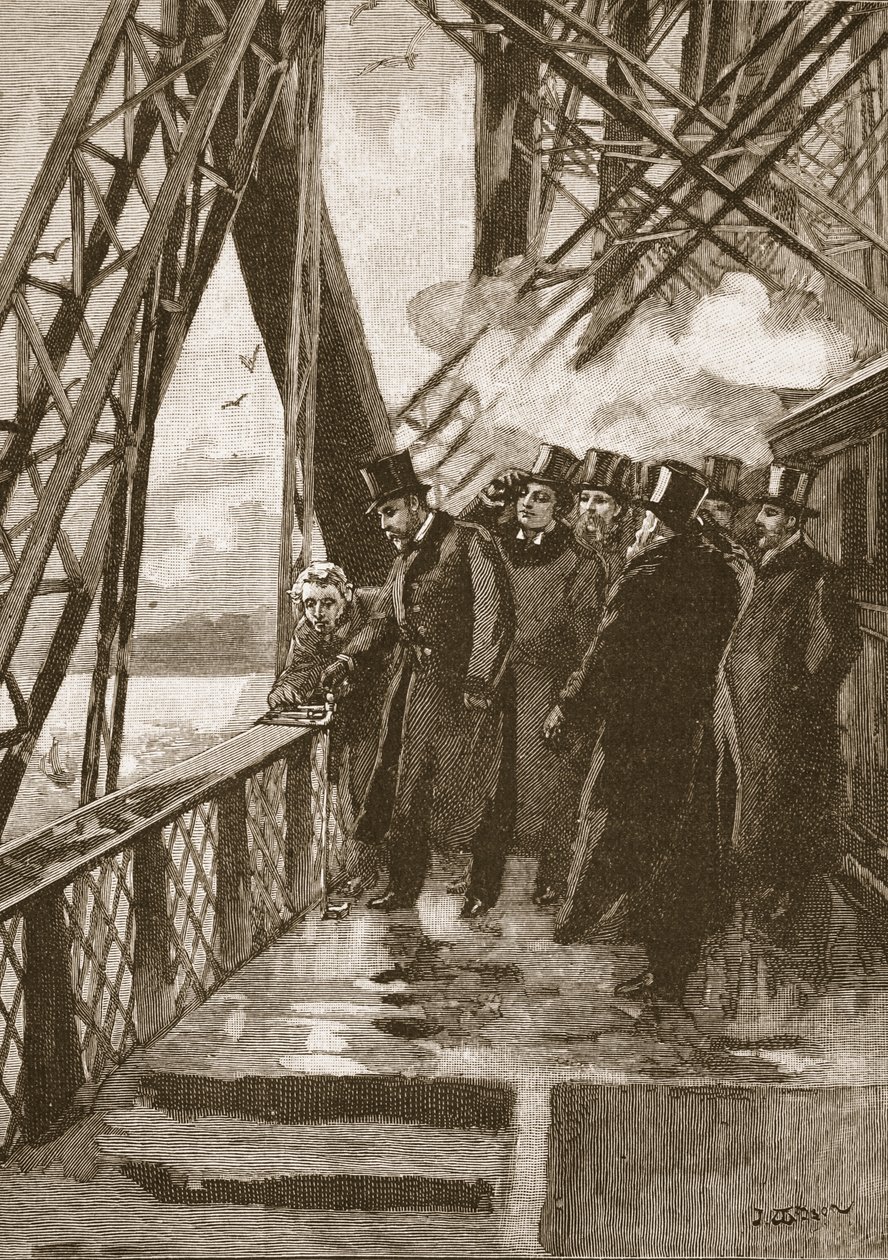 Ouverture du pont de Forth par le prince de Galles, 4 mars 1890, illustration de Cassells Illustrated History of England - English School