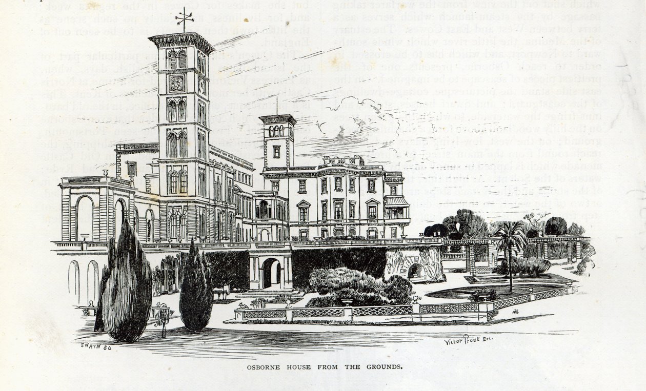 Osborne House depuis les jardins, de 