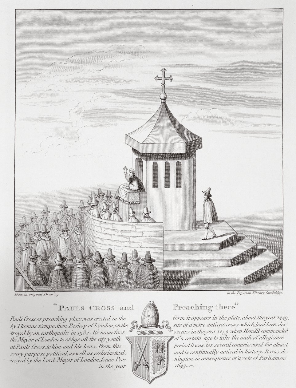 Pauls Cross et prédication là-bas, 1809 - English School