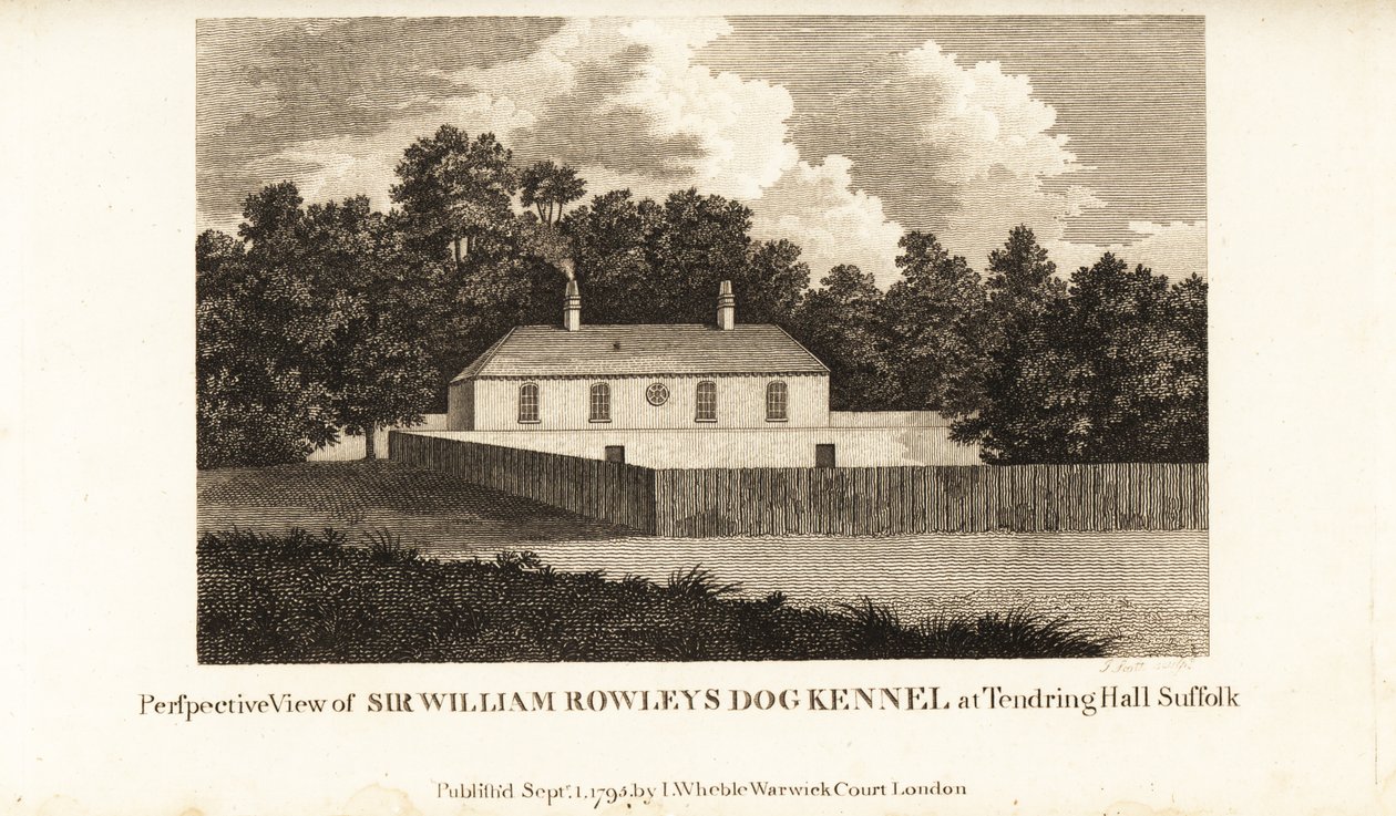 Vue en perspective du chenil de Sir William Rowley à Tendring Hall, Suffolk - English School