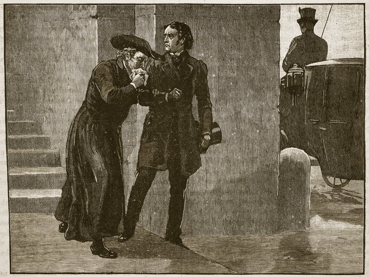 Pie IX quittant le Vatican déguisé, 1848 (illustration de Cassells Illustrated History of England) - English School