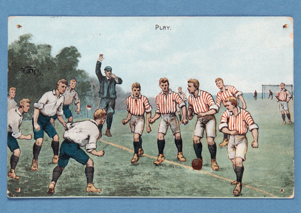 Jeu, carte postale représentant un match de football - English School