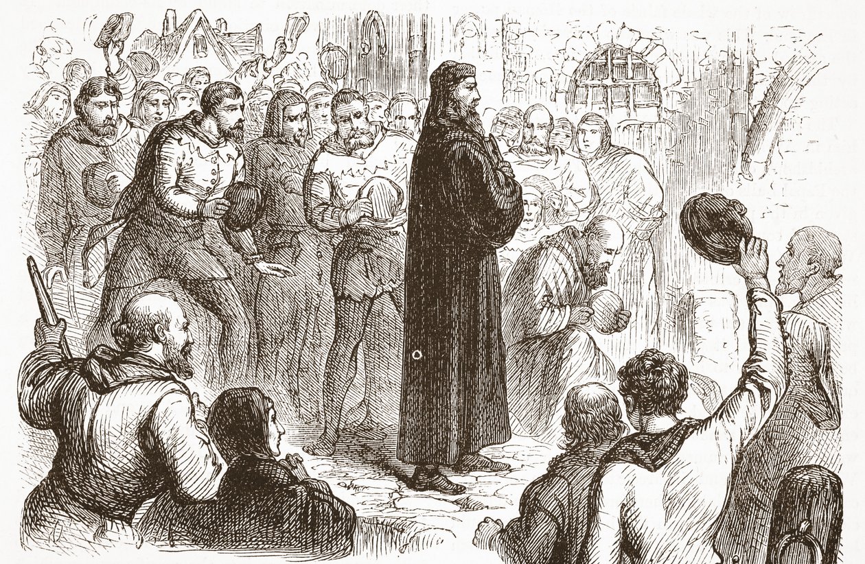 Manifestation populaire à Lambeth Palace en faveur de Wicliffe, illustration de L