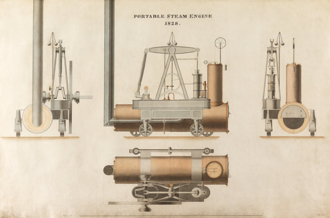 Machine à vapeur portable, conçue par Maudsley, Sons & Field, 1828 - English School