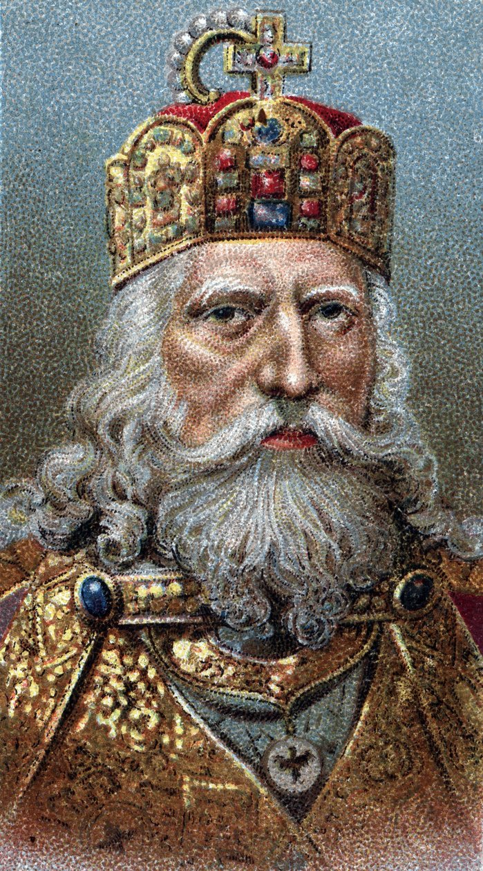Portrait de Charlemagne (742-814), roi des Francs - Charles le Grand - De la série Leaders of Men - Chromolithographie - École anglaise, 20e siècle. - English School