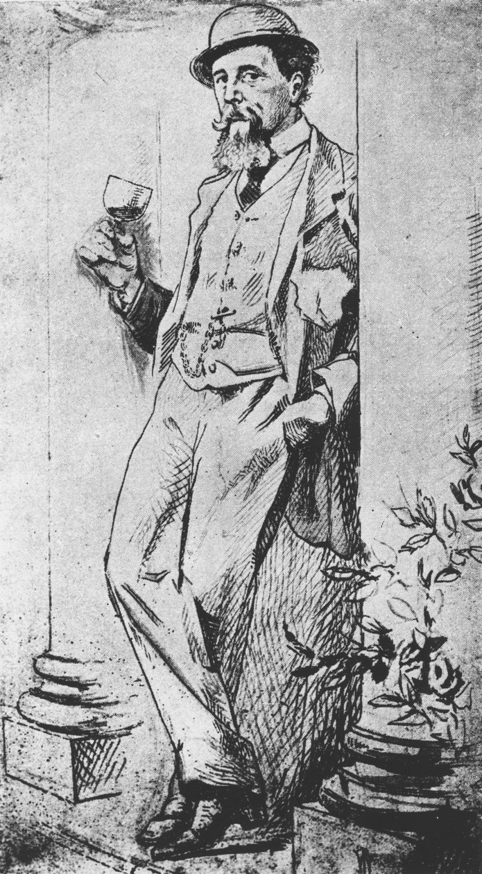 Portrait de Charles Dickens (1812-70), de Drinking with Dickens écrit par Cedric Charles Dickens - English School