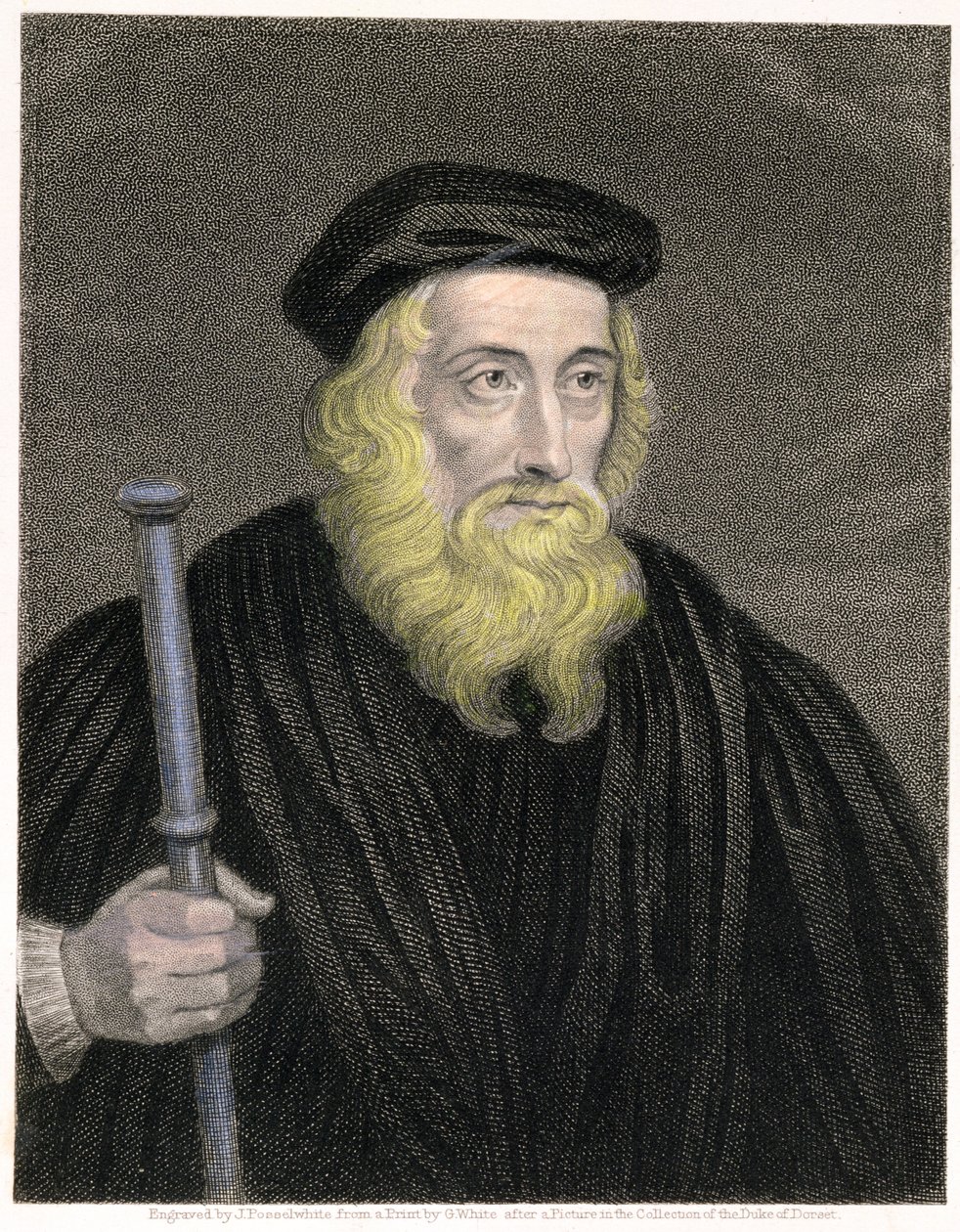 Portrait de John Wycliffe (c.1330-84) gravé par James Posselwhite (1798-1884) d