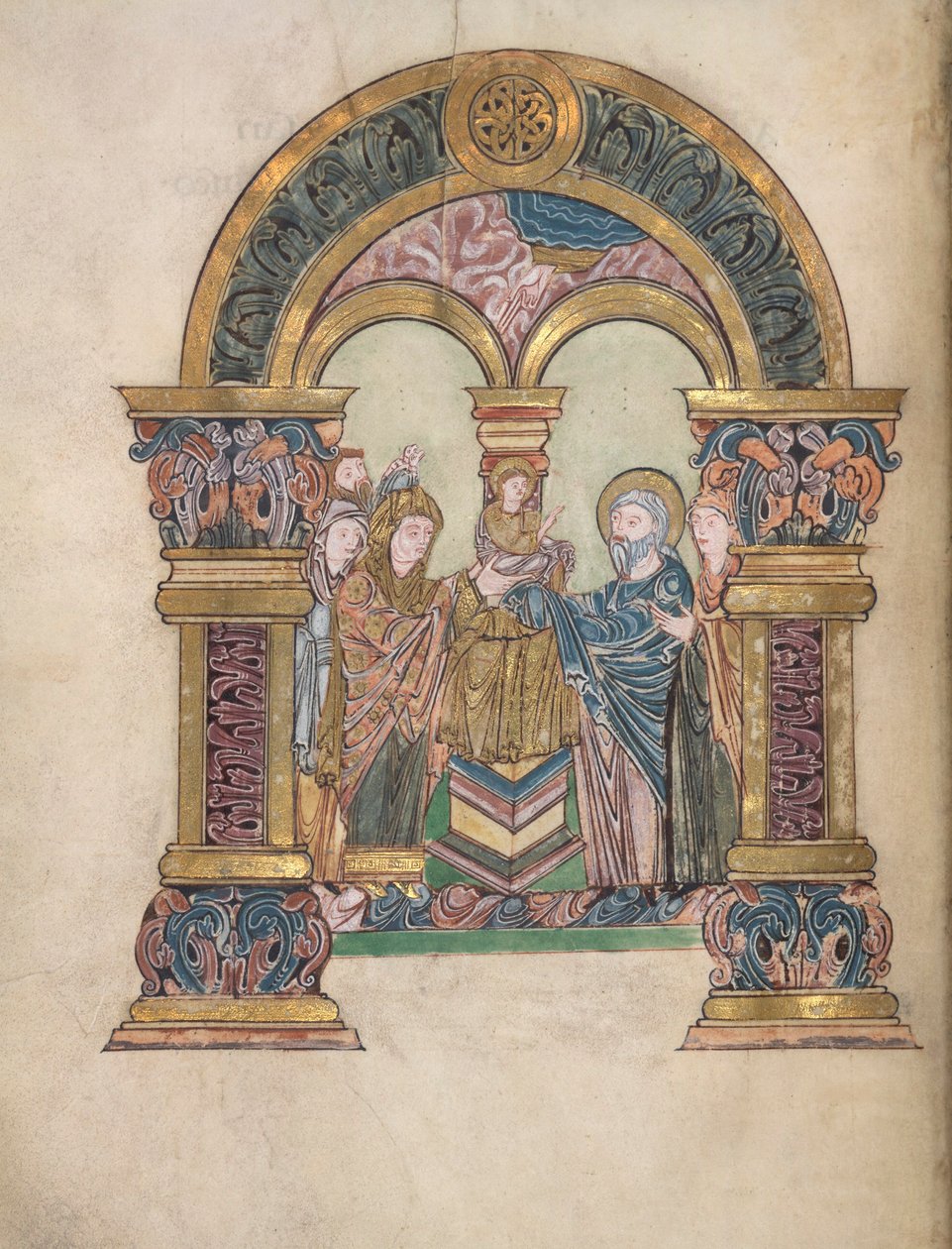 Présentation au Temple, du Bénédictional de St Aethelwold, 971-984 - English School