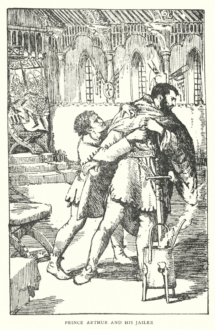 Le prince Arthur et son geôlier (lithographie) - English School