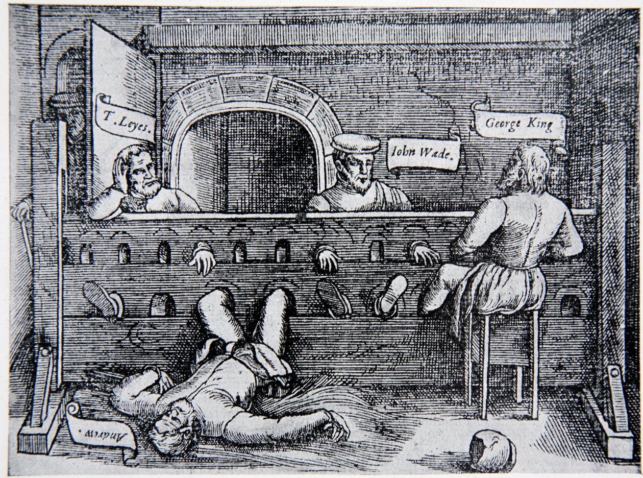 Prisonniers dans la tour des Lollards, de Acts and Monuments par John Foxe (1516-87), 1563, illustration de The History of the Nation - English School