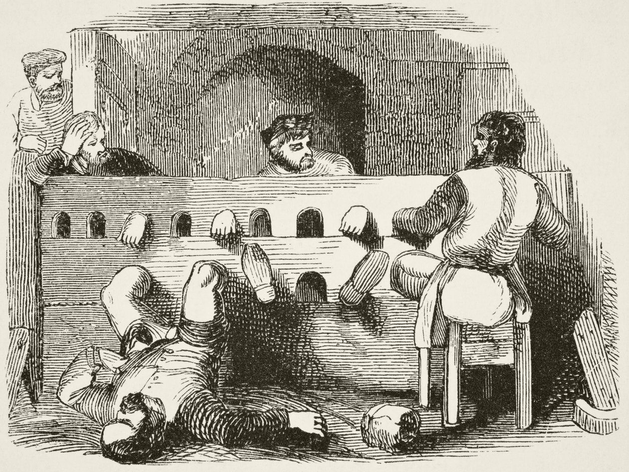 Prisonniers enfermés dans les entraves, de 