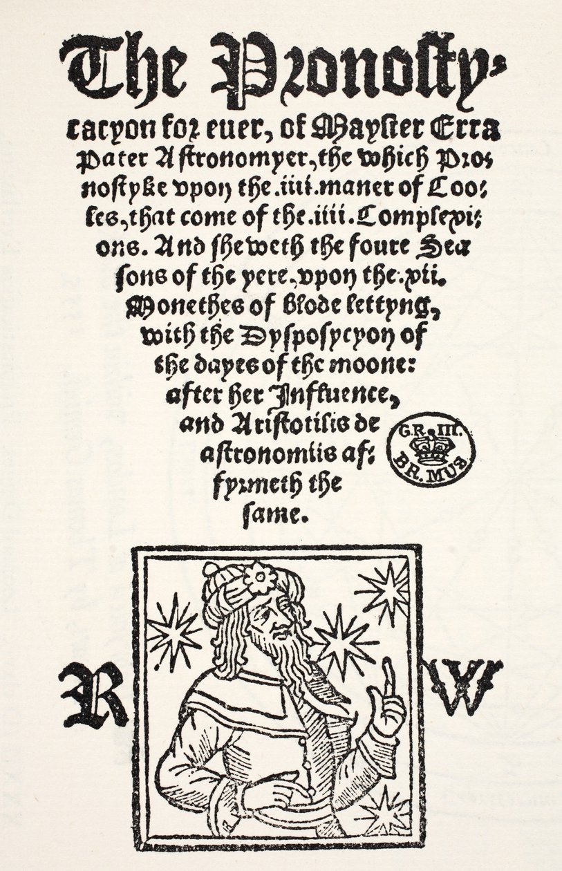 Prognostication pour toujours par Erra Pater, imprimée par R. Wyer - English School