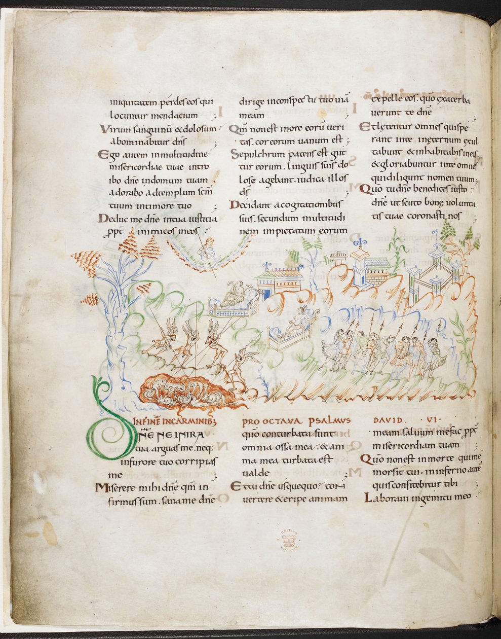 Psaume 6 du Psautier Harley, Harley MS 603 f.3v - English School