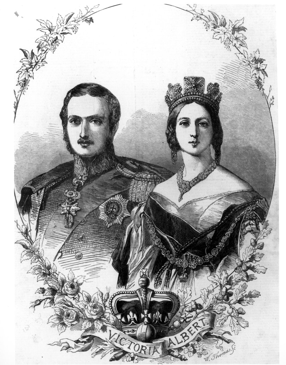 Reine Victoria (1819-1901) et Prince Albert (1819-61) gravé par W. Thomas, 1844 - English School