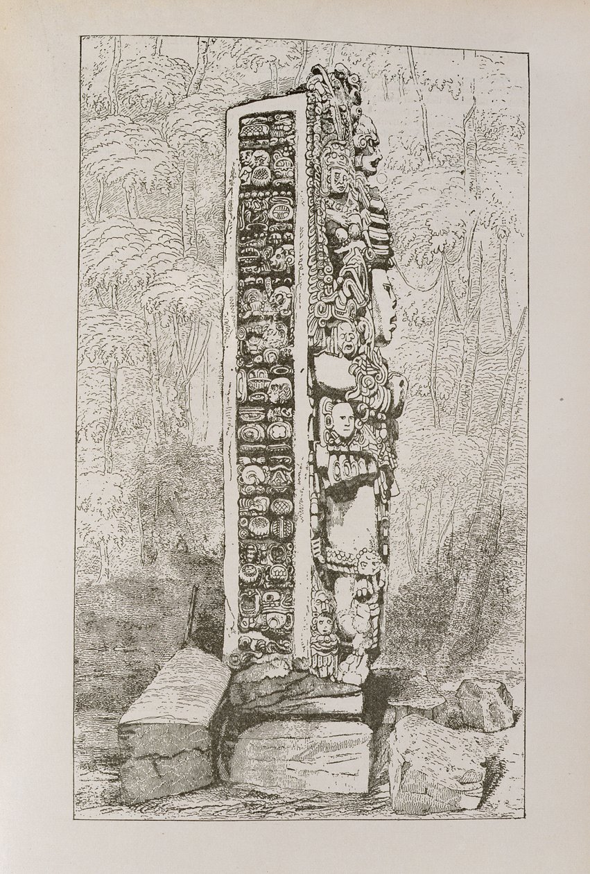 Représentation des hiéroglyphes mayas sur une stèle, tiré de 
