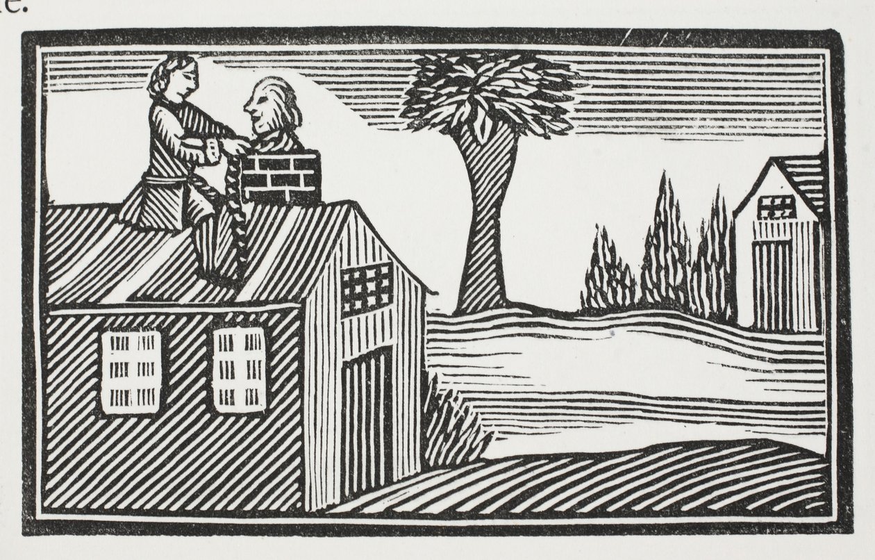 Voler le bacon de la maison, illustration de Chap-books du XVIIIe siècle par John Ashton, pub. 1882 - English School