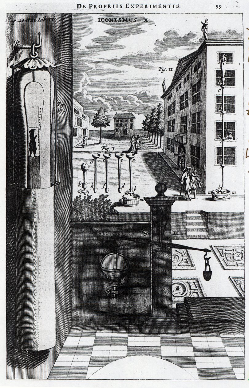 Conceptions et idées de Robert Boyle pour la pompe à vide publiées en 1669 - English School