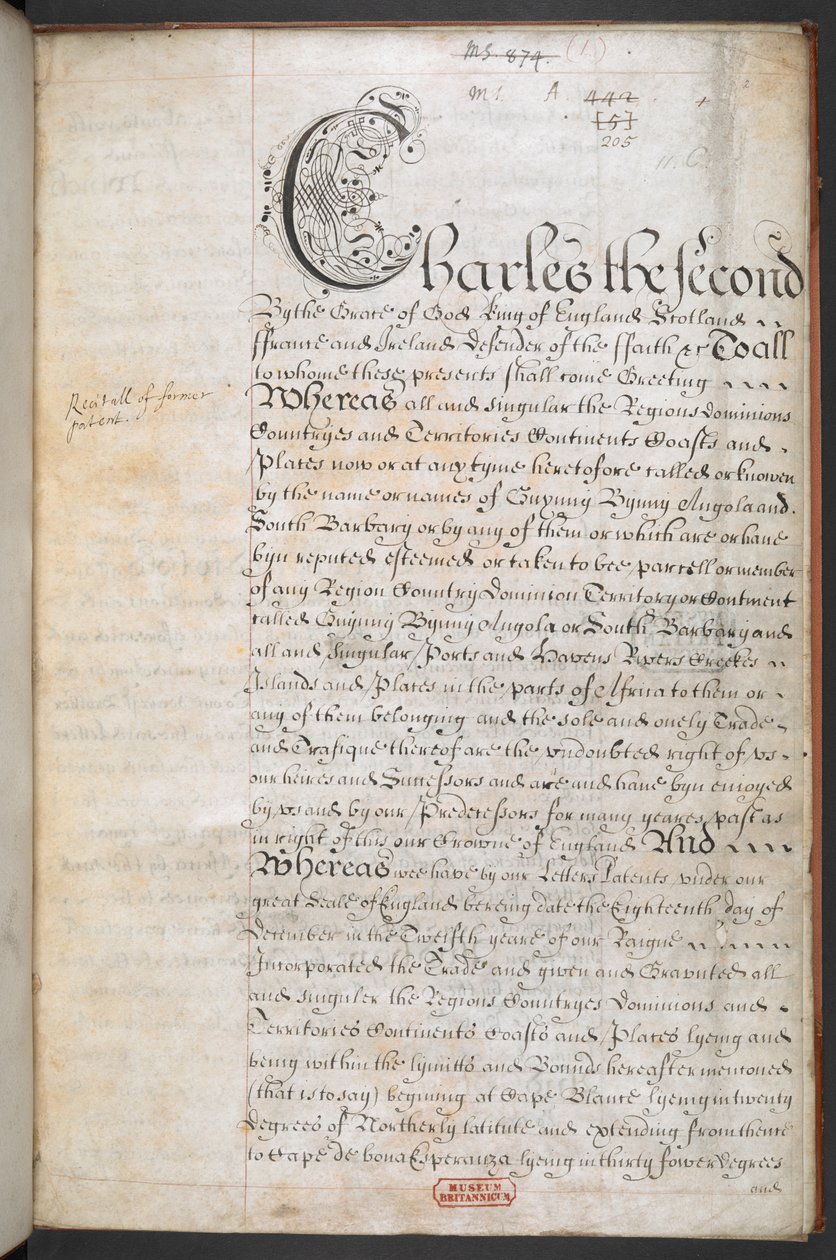 Charte royale accordée à la Royal English Merchant Adventurers Company commerçant avec l