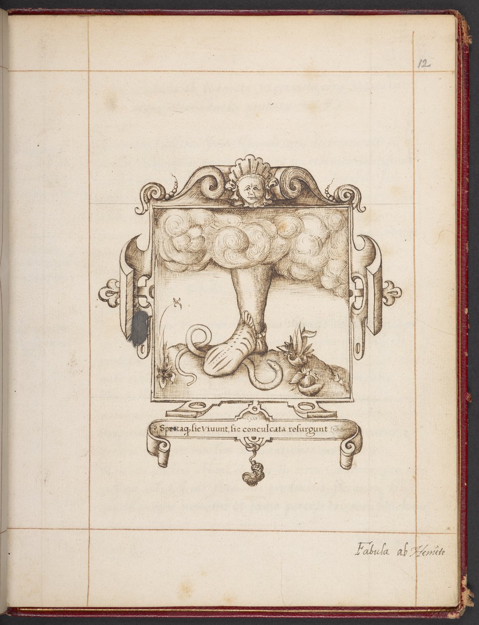 Emblème avec devise latine de la copie de présentation de George Gascoine de Hemetes the Hermit - English School