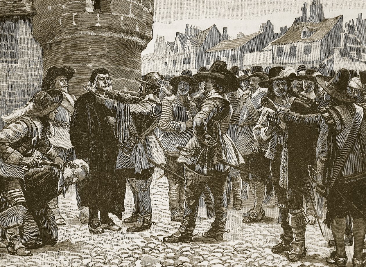 Complot royaliste à Salisbury insultant le shérif (illustration de Cassells Illustrated History of England) - English School