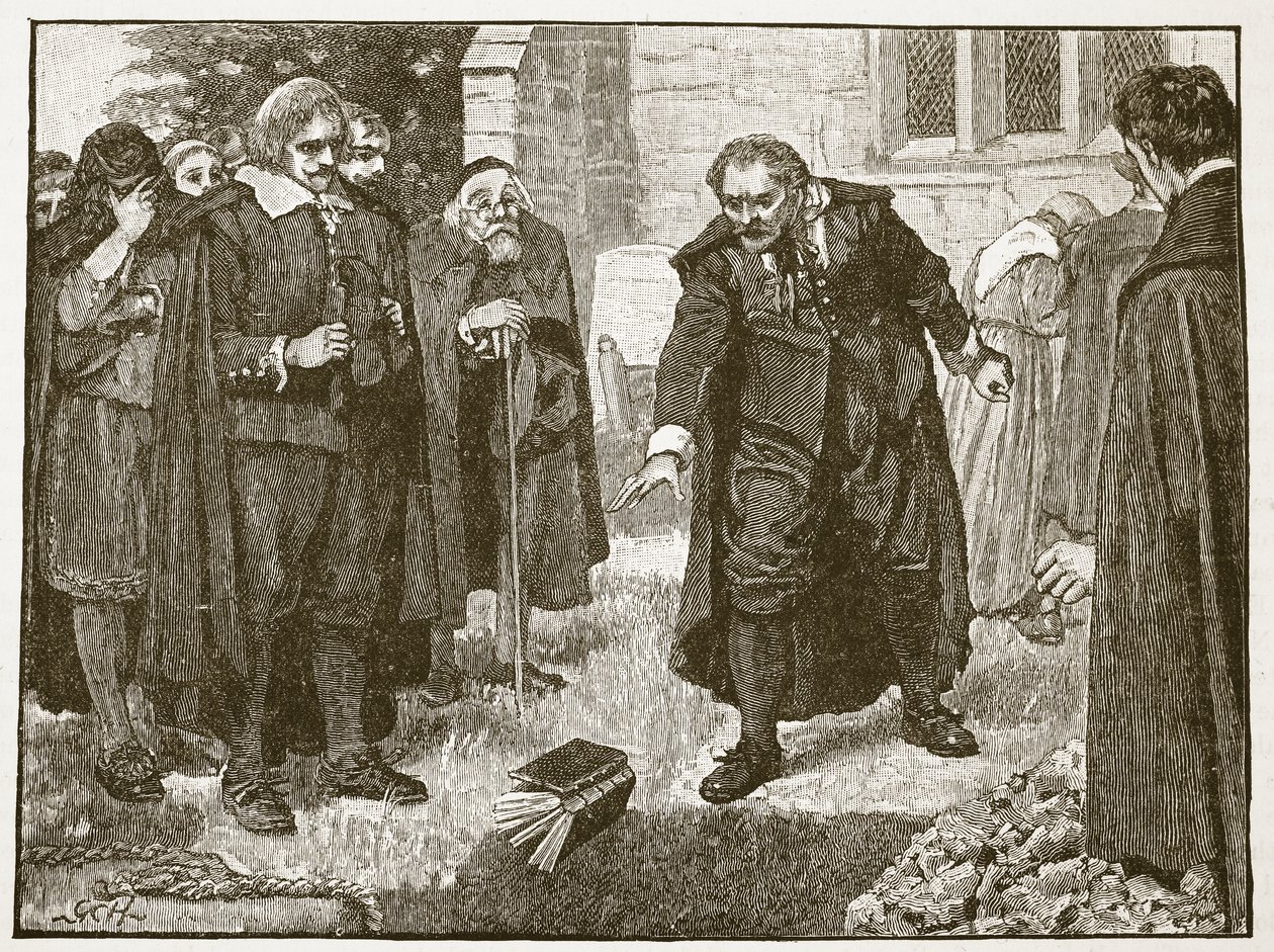 Scène aux funérailles de Chillingworth (illustration de Cassells Illustrated History of England) - English School