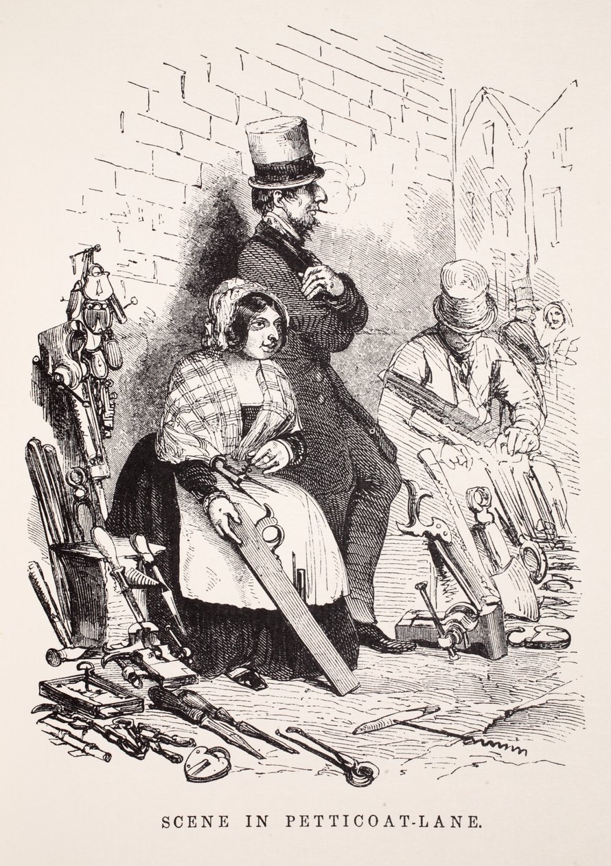 Scène à Petticoat-Lane, illustration de London Labour and London Poor par Henry Mayhew, pub. 1862 - English School