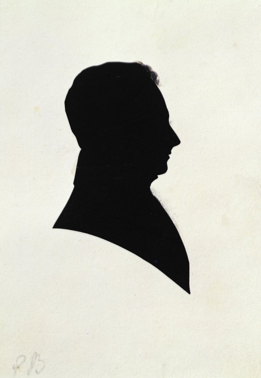 Silhouette de EB, du carnet de croquis de Michael Faraday (encre sur papier) - English School